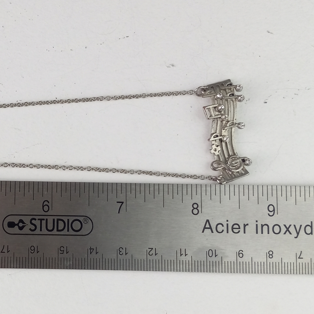 Musical Notes Necklace with Rhinestones - Picture 4 of 5